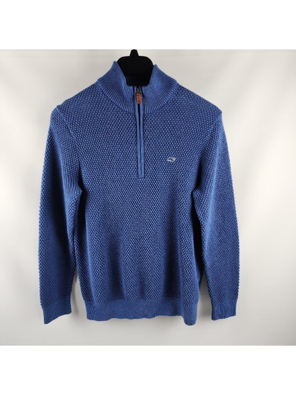 Vineyard Vines Shirt Mens Medium Blue Saltwater Solid 1/4 Zip Pullover 1E001012